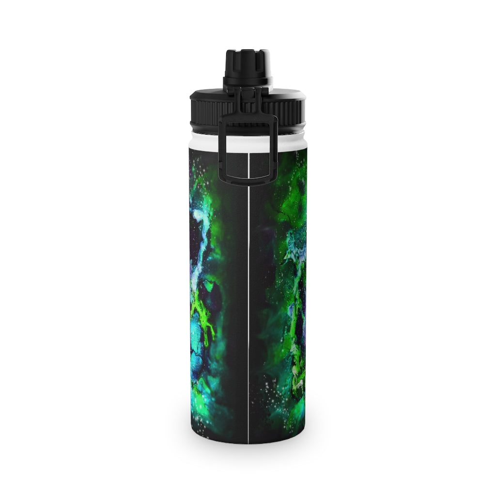 Green Galaxy Stainless Steel Water Bottle, Sports Lid