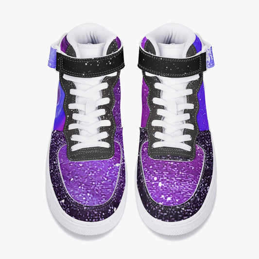 Moonshine and Magic  Purple High-Top Leather Sports Sneakers