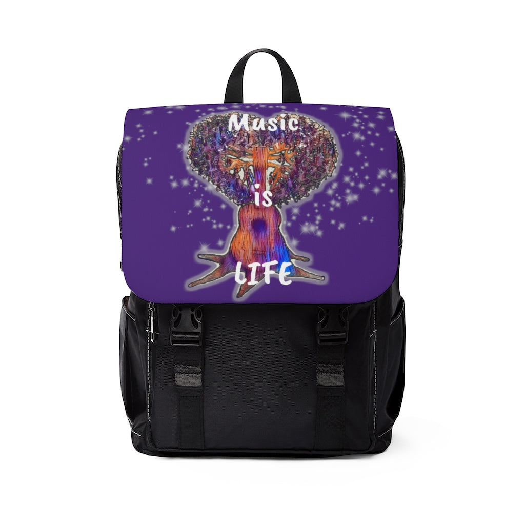 Music is Life 1 Casual Shoulder Backpack-Purple