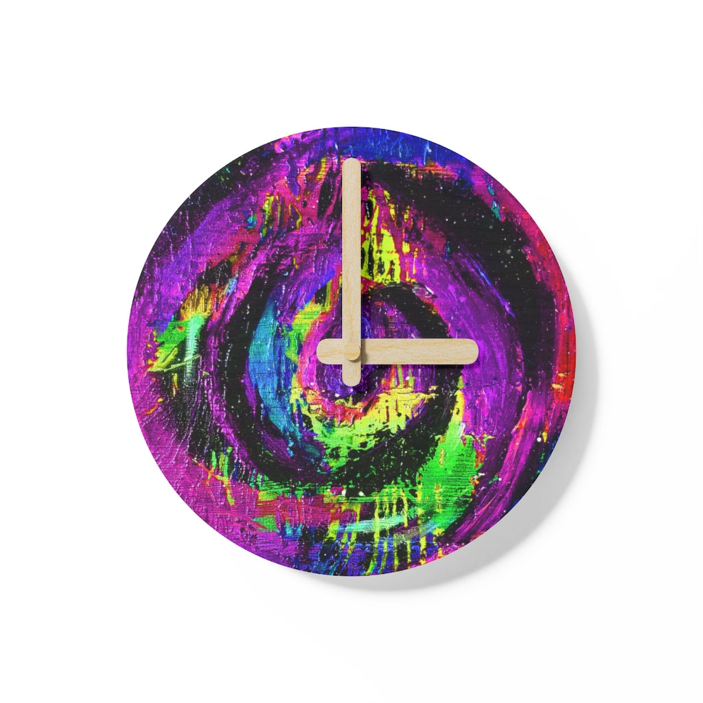 Different Dimensions Purple Wooden Wall Clock