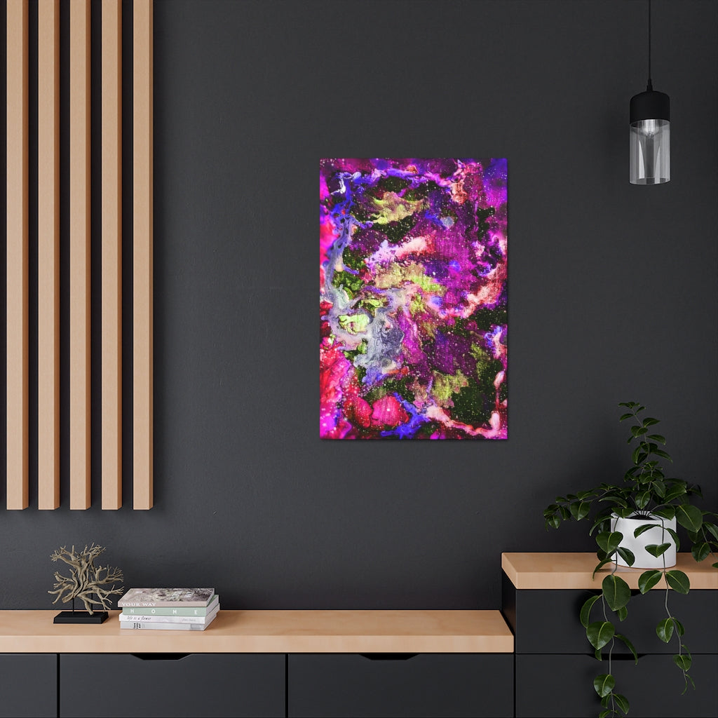 Galaxy: Magenta Satin Canvas, Stretched