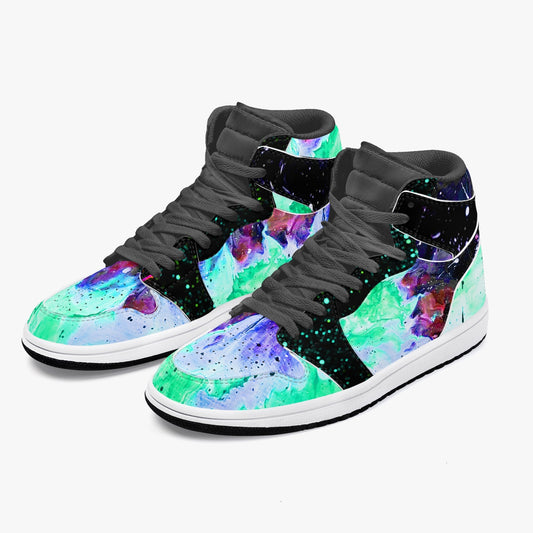 Galactic Fire Teal/ Star Party High-Top Leather Sneakers