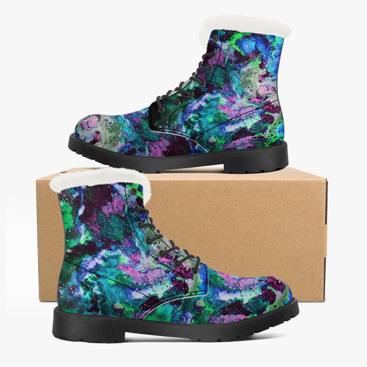 Galaxy Faux Fur Leather Boots