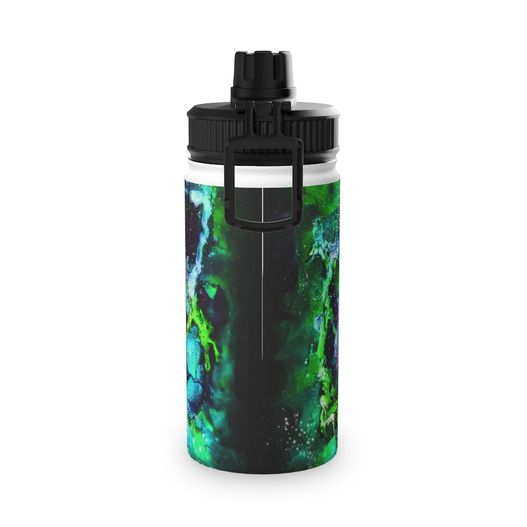 Green Galaxy Stainless Steel Water Bottle, Sports Lid