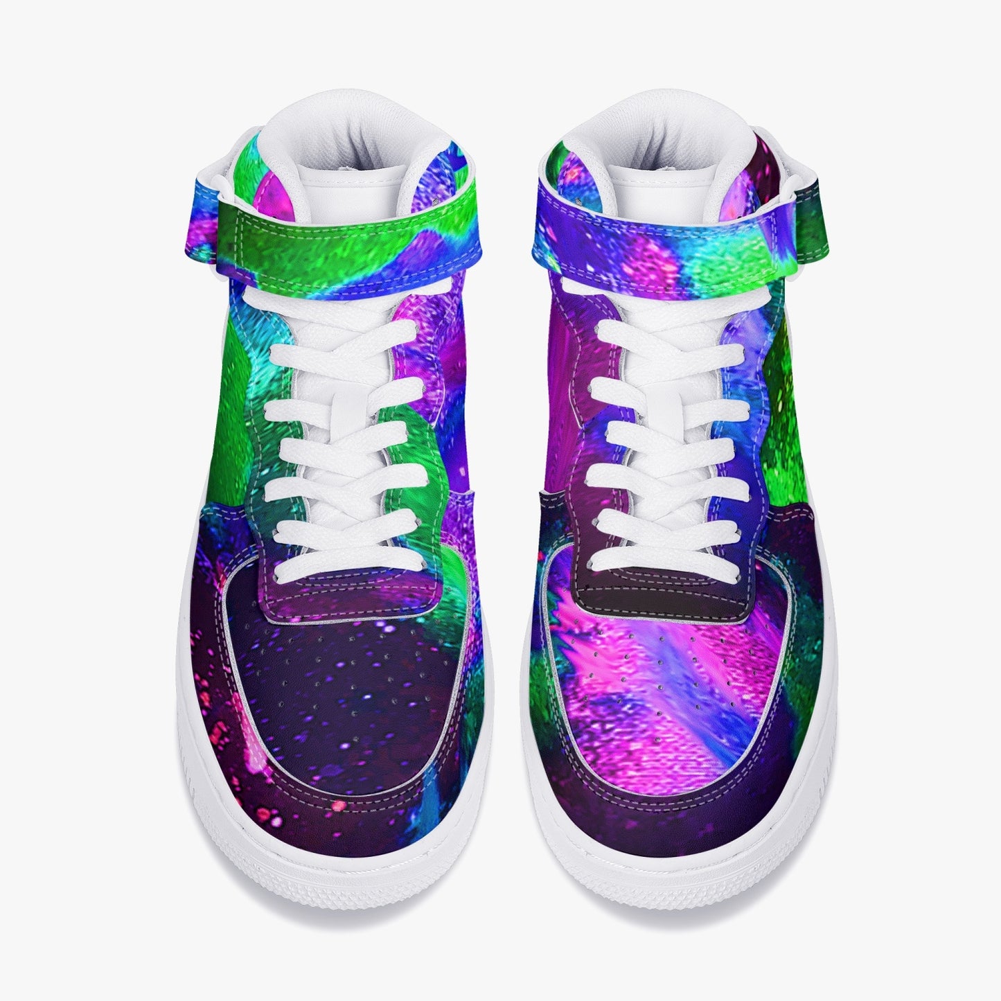 Explosive Nebula Green High-Top Leather Sports Sneakers