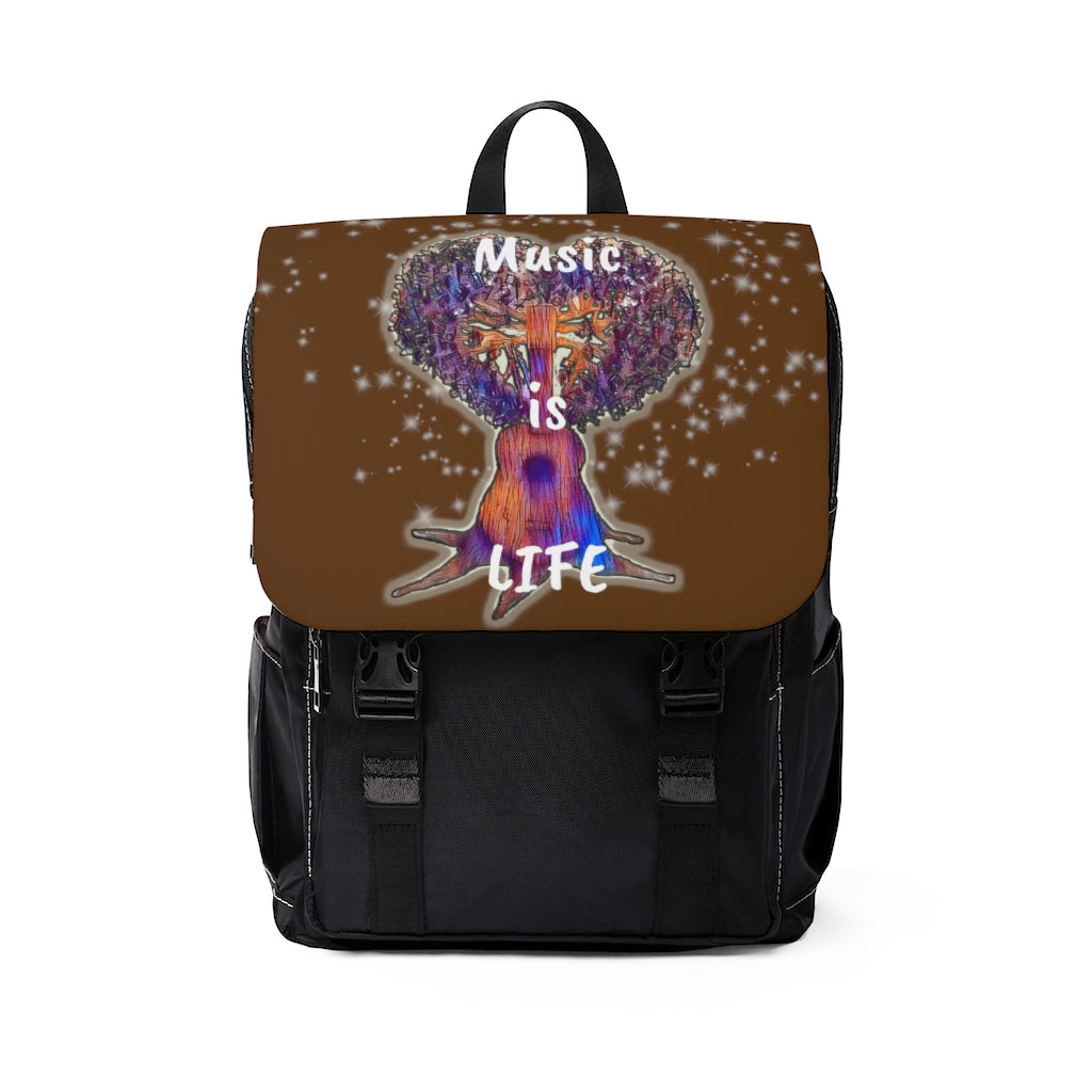 Music is Life 1 Casual Shoulder Backpack-Brown