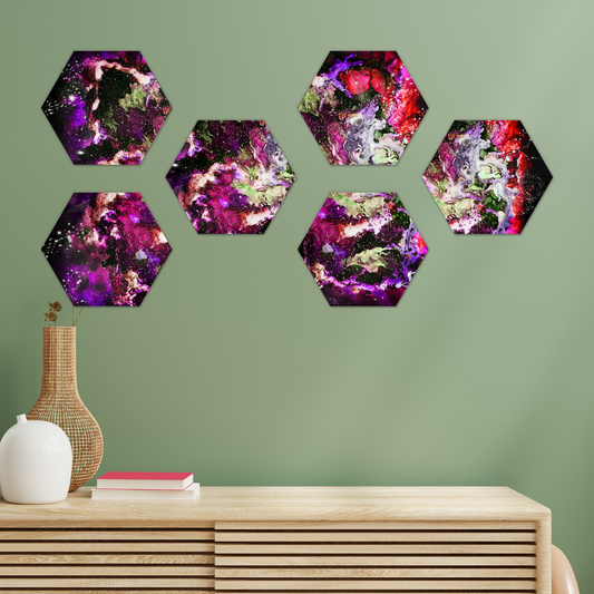 Galaxy: Magenta Hexagon Wall Tiles Set of 6