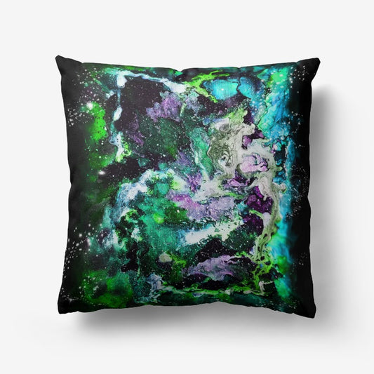 Green Galaxy/Black Hole Green Throw Pillow