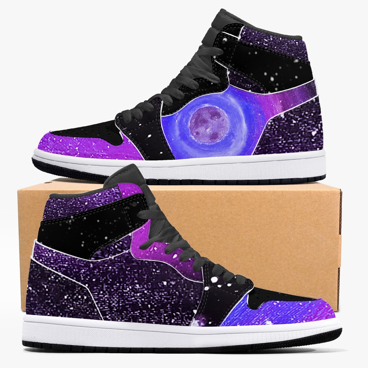 Moonshine and Magic Purple High-Top Leather Sneakers