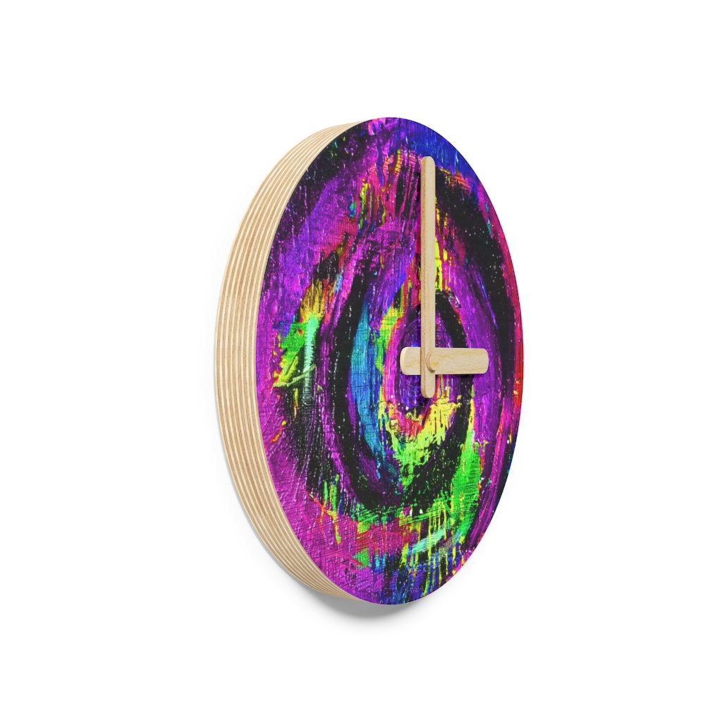 Different Dimensions Purple Wooden Wall Clock