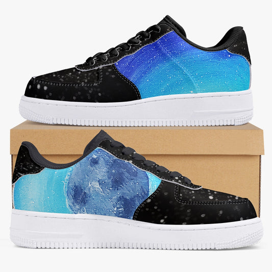 Moonshine and Magic Black Low-Top Leather Sports Sneakers