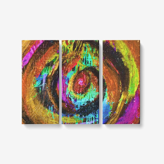 Different Dimensions Orange 3 Piece Canvas Wall Art - Framed Ready to Hang 3x8"x18"