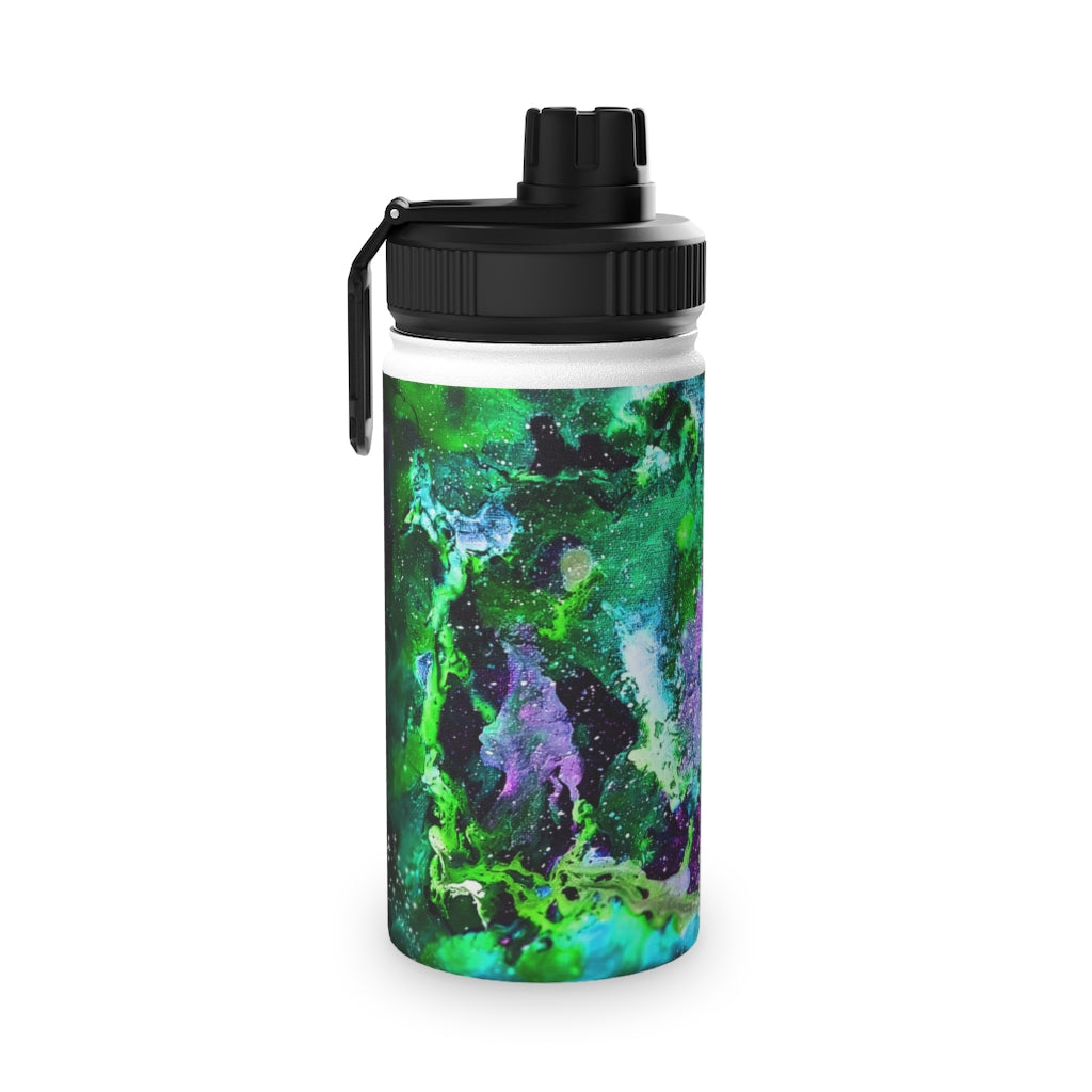 Green Galaxy Stainless Steel Water Bottle, Sports Lid