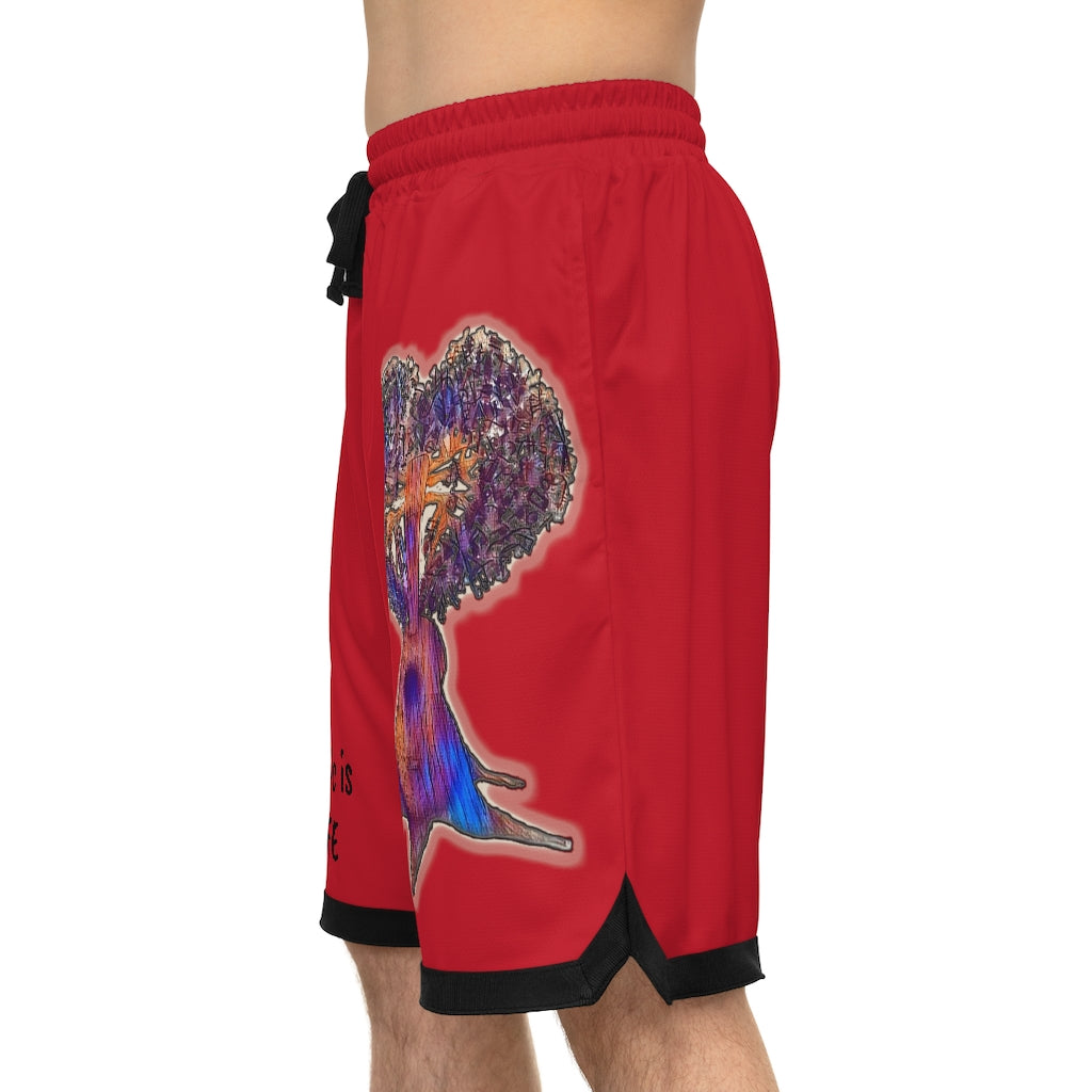 Music is Life 1 Basketball Rib Shorts - Red