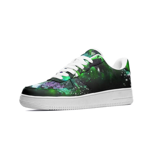 Green Galaxy Low Top Leather Sneakers