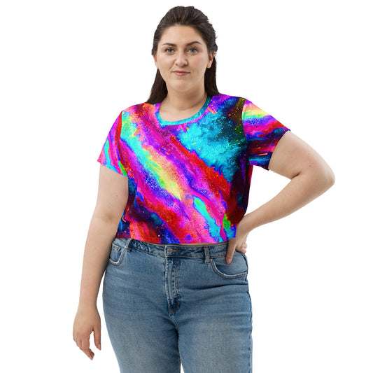 Explosive Nebula Teal Crop Tee