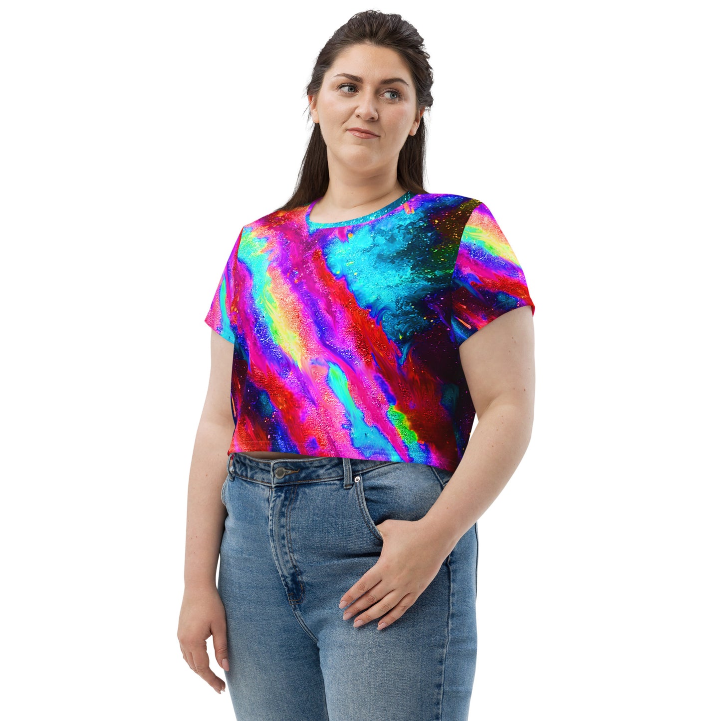 Explosive Nebula Teal Crop Tee