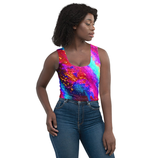 Explosive Nebula Teal Crop Top