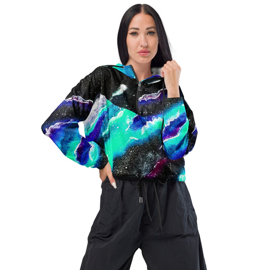 Blue Rip cropped windbreaker