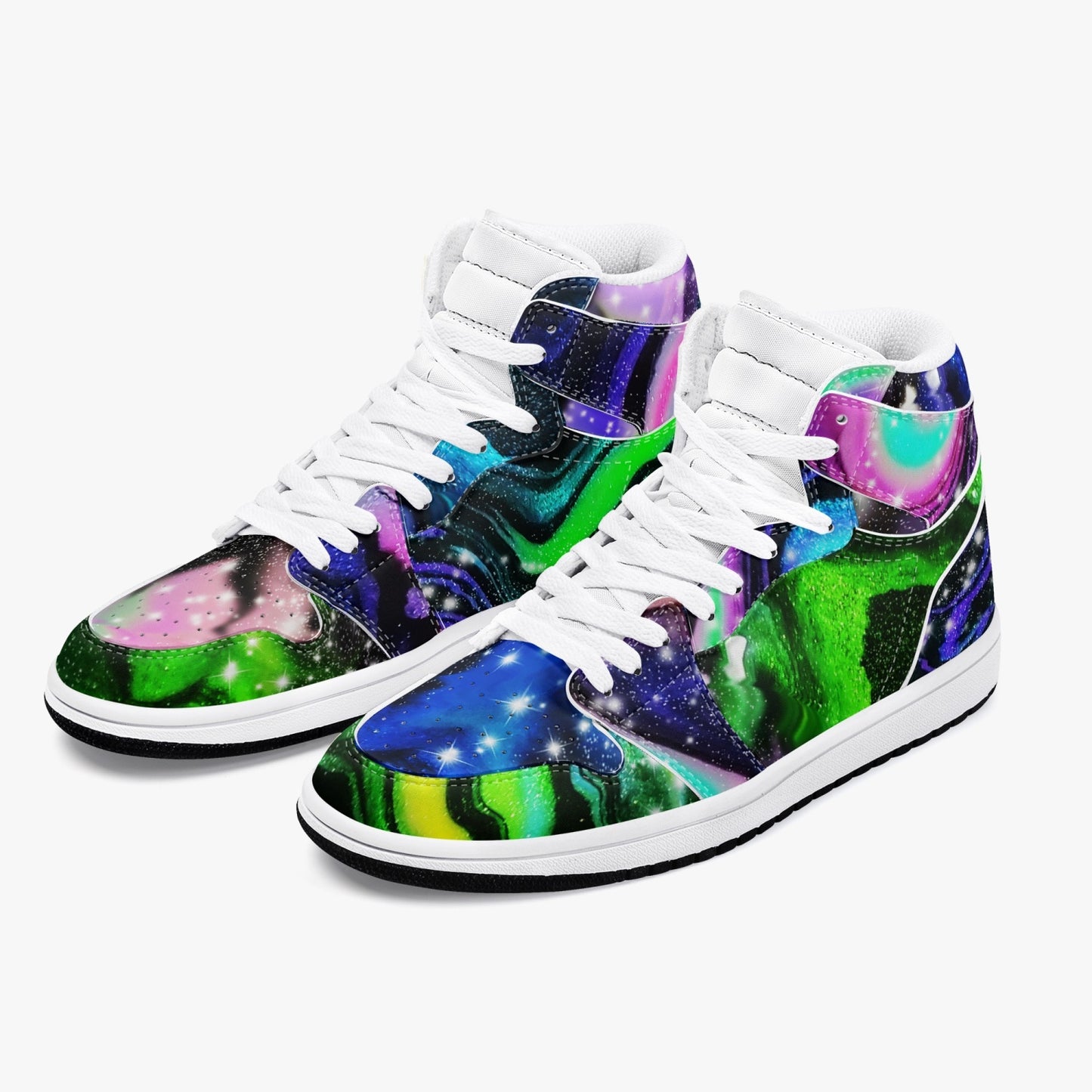 Galactic Beauty Black High-Top Leather Sneakers