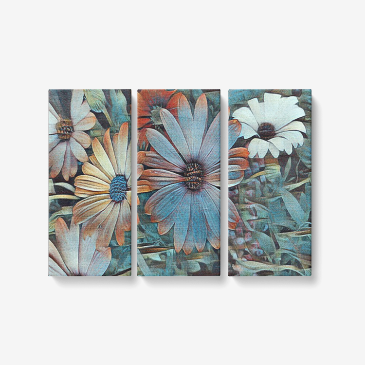 Flower Power 3 Piece Canvas Wall Art for Living Room - Framed Ready to Hang 3x8"x18"