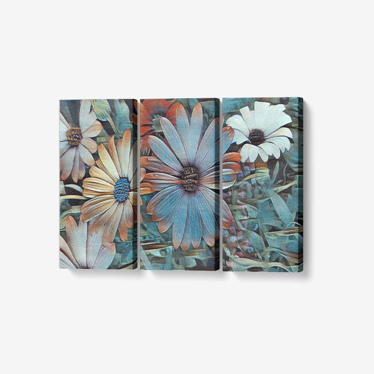 Flower Power 3 Piece Canvas Wall Art for Living Room - Framed Ready to Hang 3x8"x18"