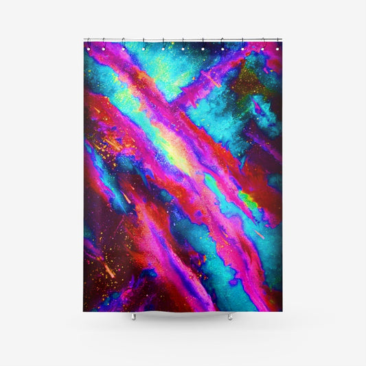 Explosive Nebula Textured Fabric Shower Curtain
