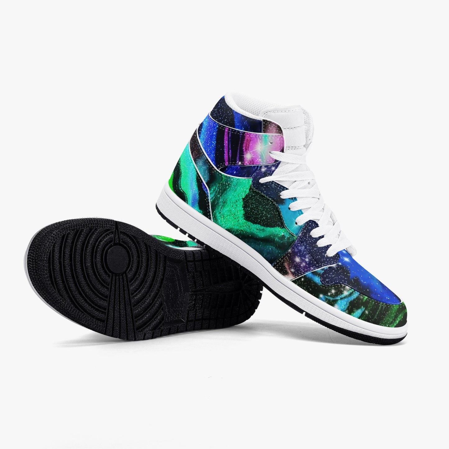 Galactic Beauty Black High-Top Leather Sneakers