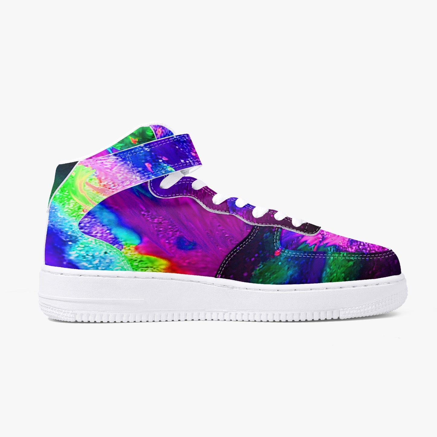 Explosive Nebula Green High-Top Leather Sports Sneakers