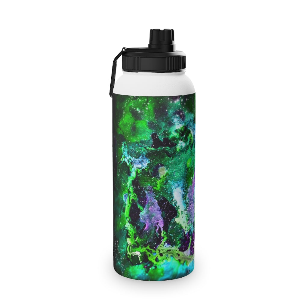 Green Galaxy Stainless Steel Water Bottle, Sports Lid