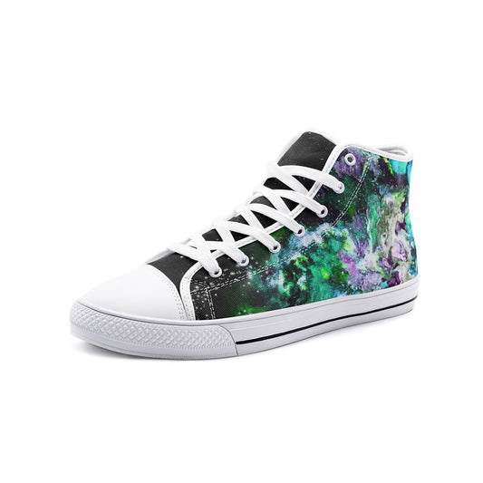 Green Galaxy High Top Canvas Shoes