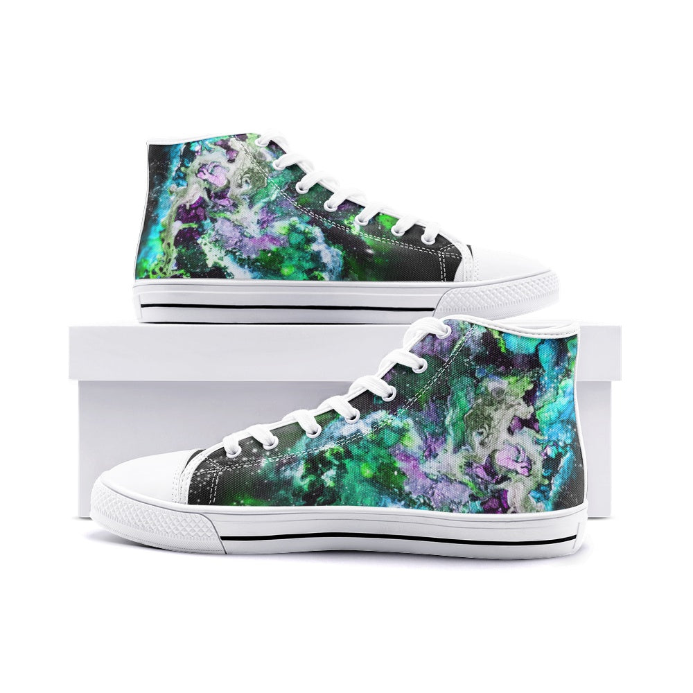 Green Galaxy High Top Canvas Shoes