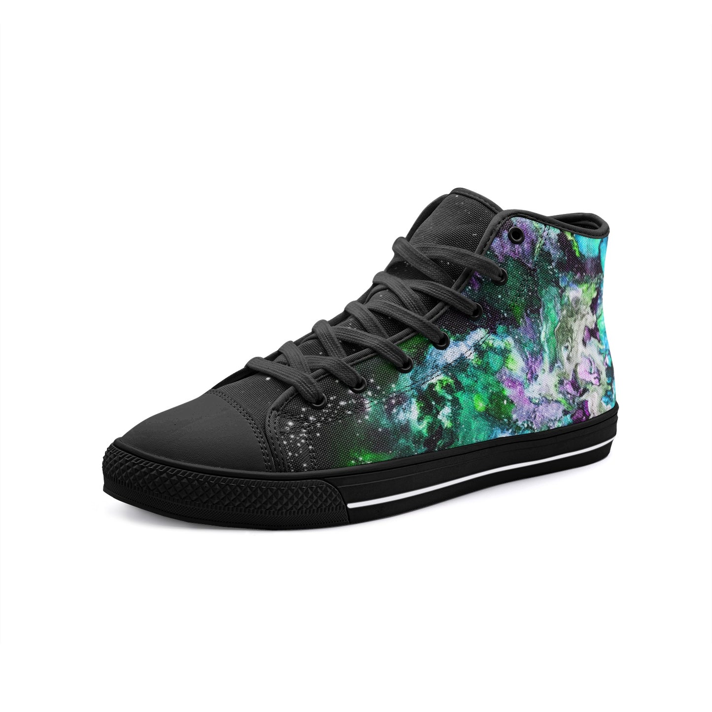 Green Galaxy High Top Canvas Shoes