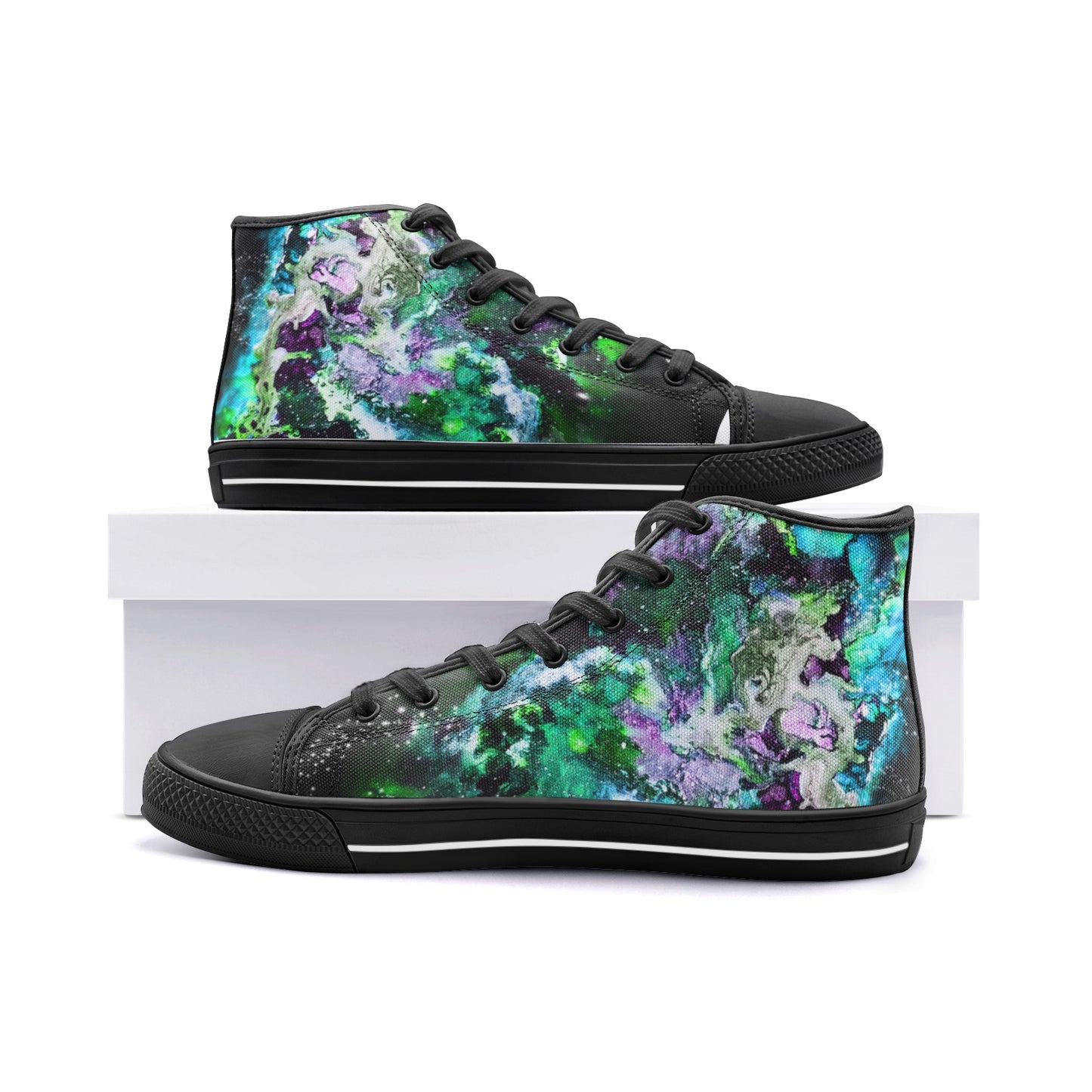 Green Galaxy High Top Canvas Shoes