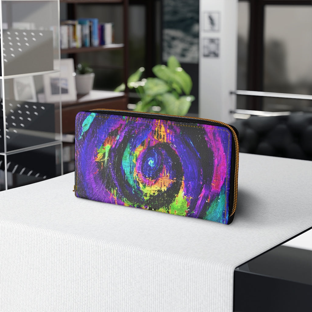 Different Dimensions Purple/ Blue Rip Zipper Wallet