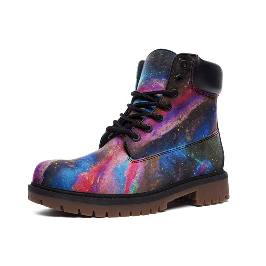 Explosive Nebula Black Leather Boots