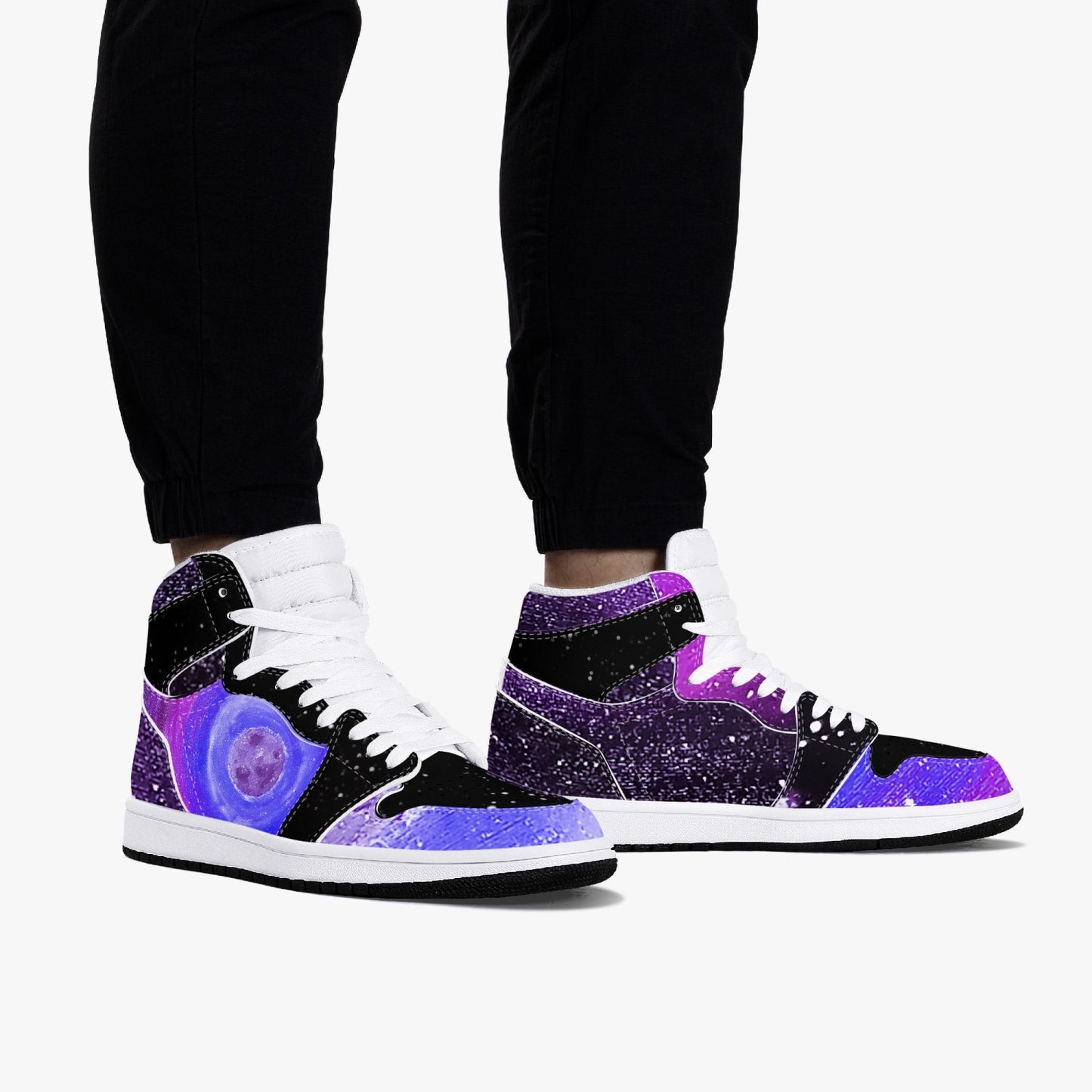 Moonshine and Magic Purple High-Top Leather Sneakers