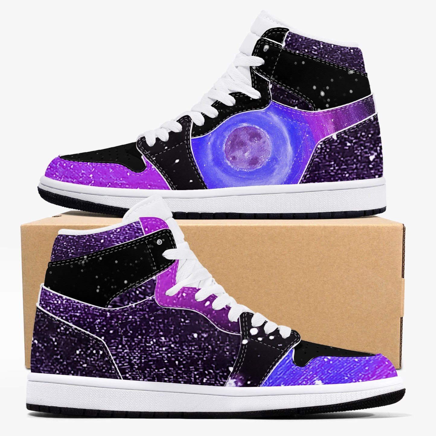 Moonshine and Magic Purple High-Top Leather Sneakers