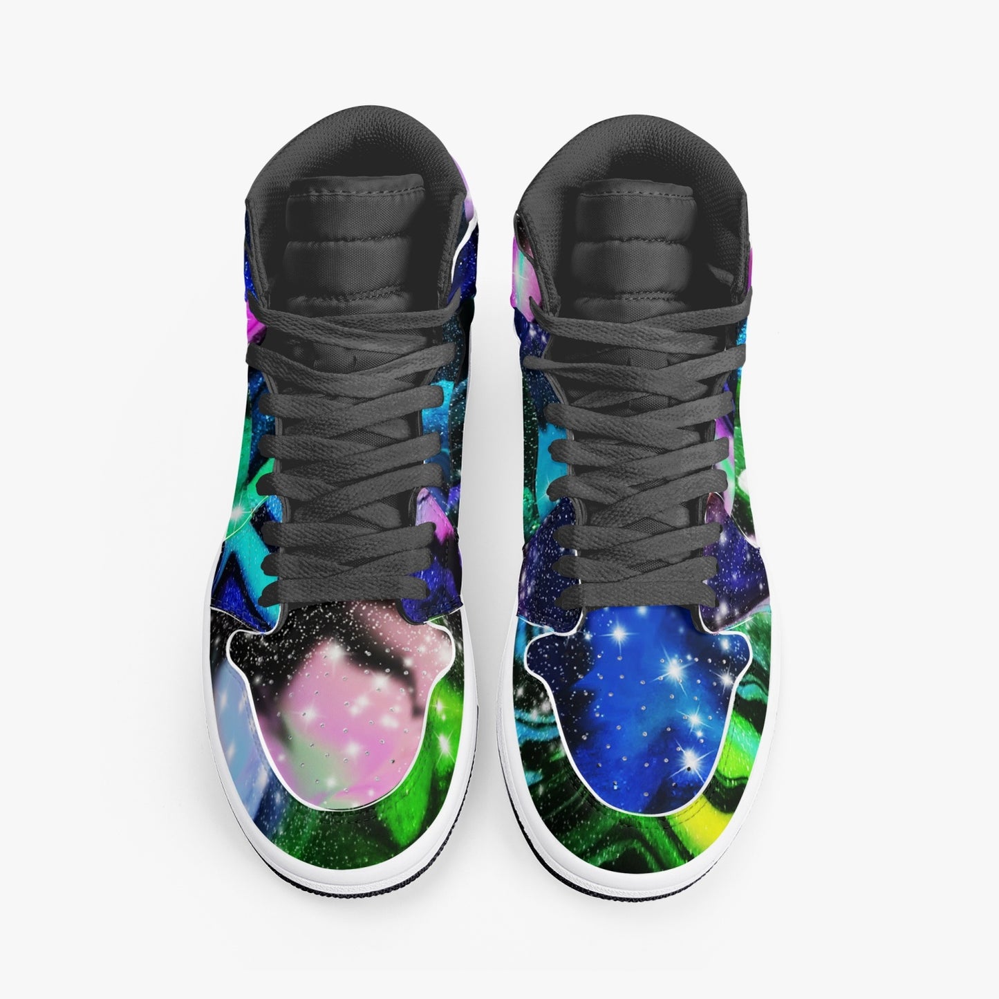 Galactic Beauty Black High-Top Leather Sneakers