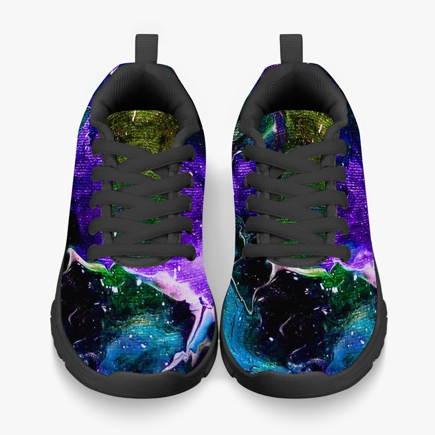 Galactic Cloud Purple Kids Mesh Sneakers - Black