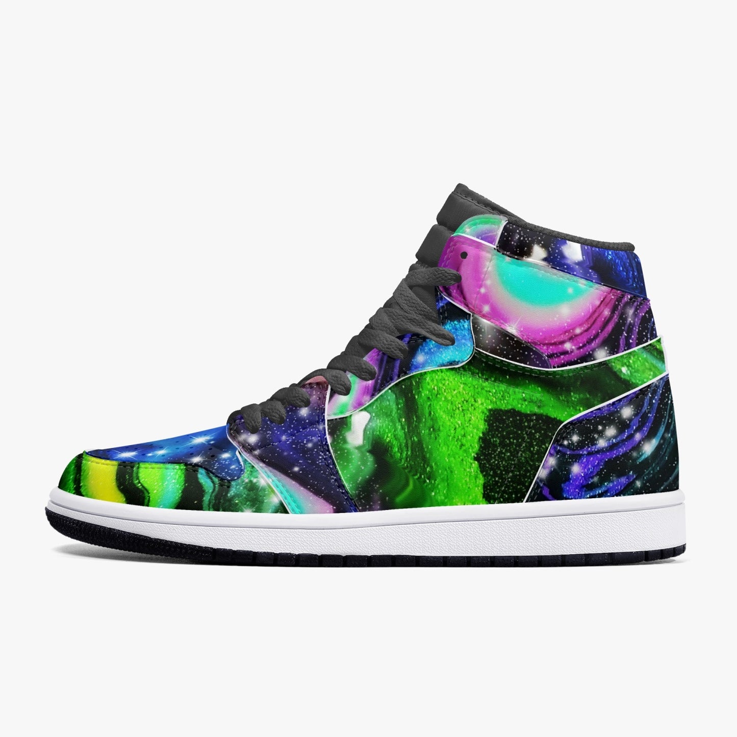 Galactic Beauty Black High-Top Leather Sneakers