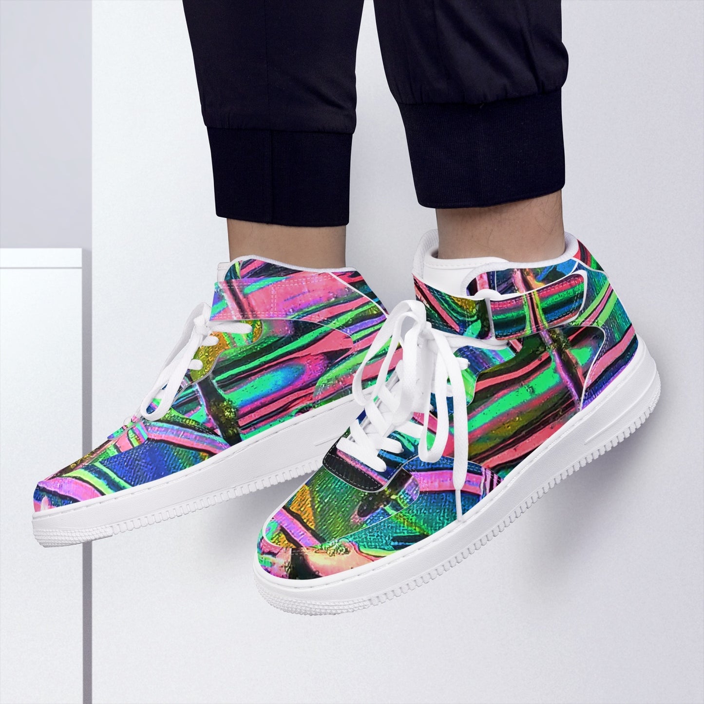 Drip High-Top Leather Sports Sneakers