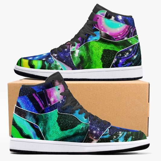 Galactic Beauty Black High-Top Leather Sneakers