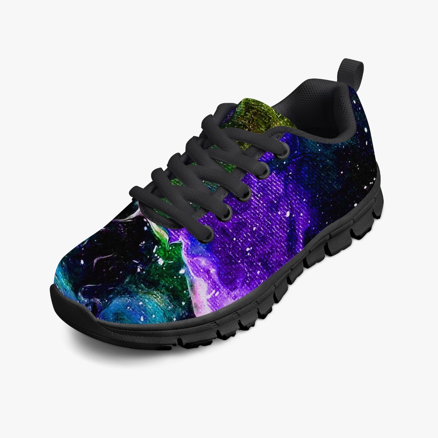 Galactic Cloud Purple Kids Mesh Sneakers - Black