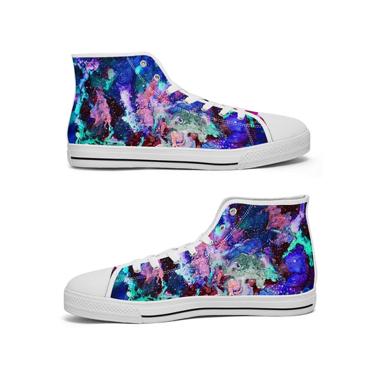 Galaxy: Blue & Purple High-top Canvas Shoes