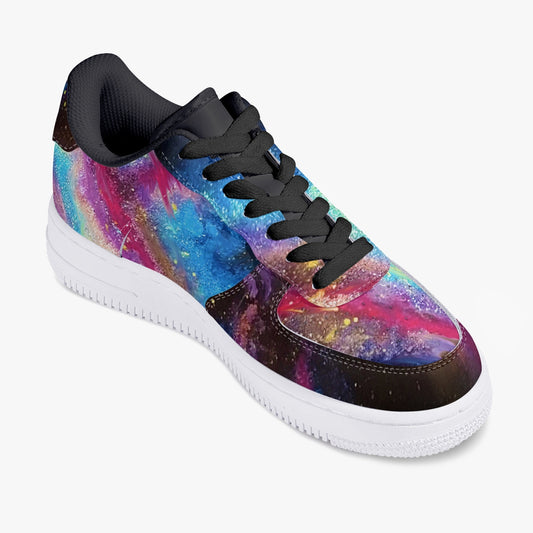 Explosive Nebula  Low-Top Leather Sports Sneakers