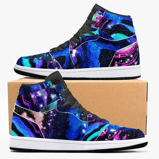 Galactic Beauty Black High-Top Leather Sneakers