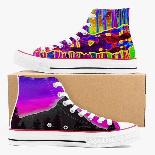 Mystic Cave/ Sunrise High-Top Canvas Shoes - White