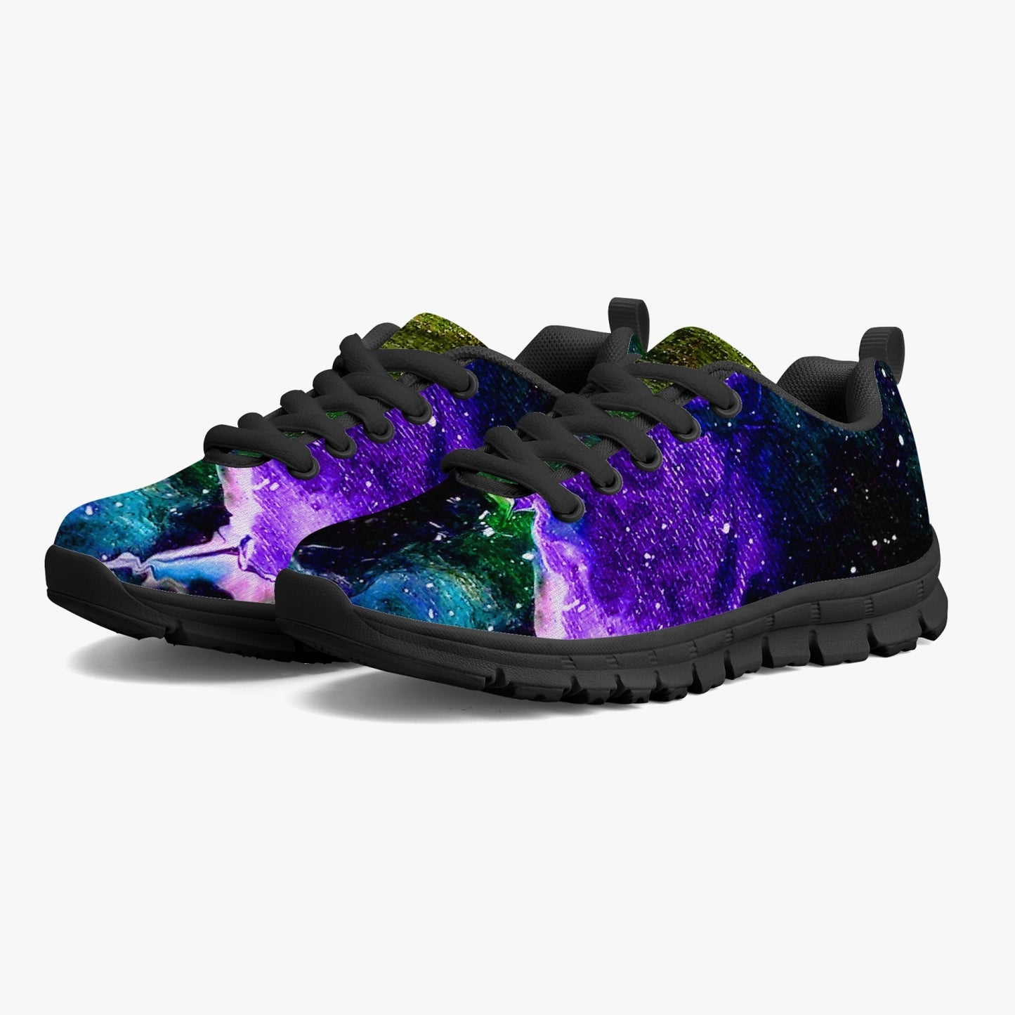 Galactic Cloud Purple Kids Mesh Sneakers - Black