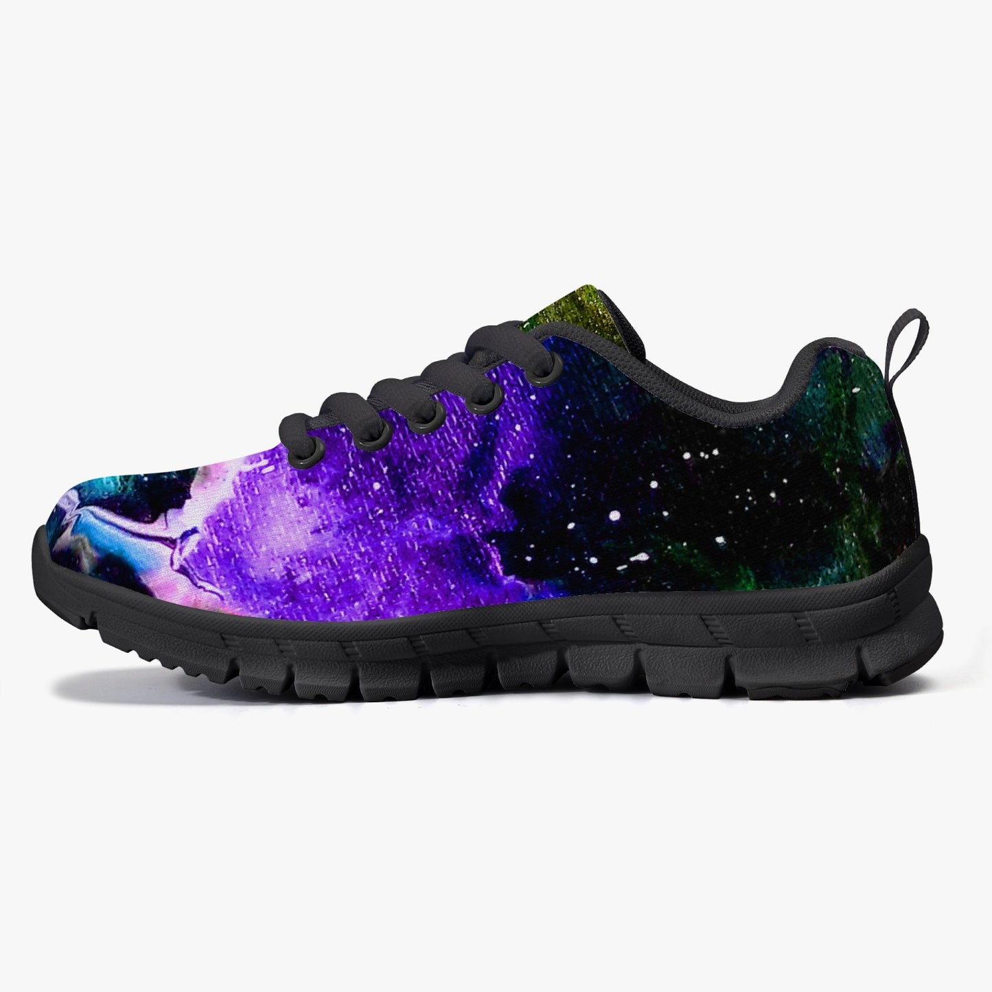 Galactic Cloud Purple Kids Mesh Sneakers - Black